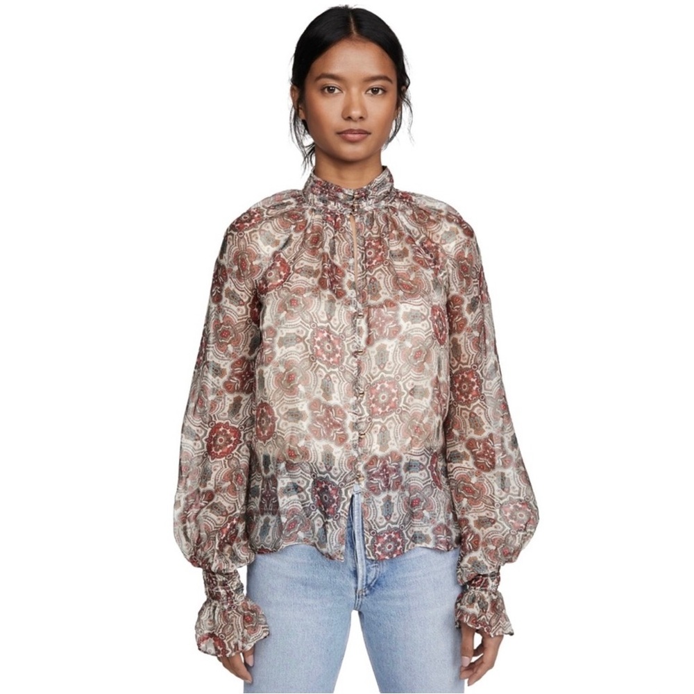 NEW RAMY BROOK LONG SLEEVE PRINTED BLOUSE